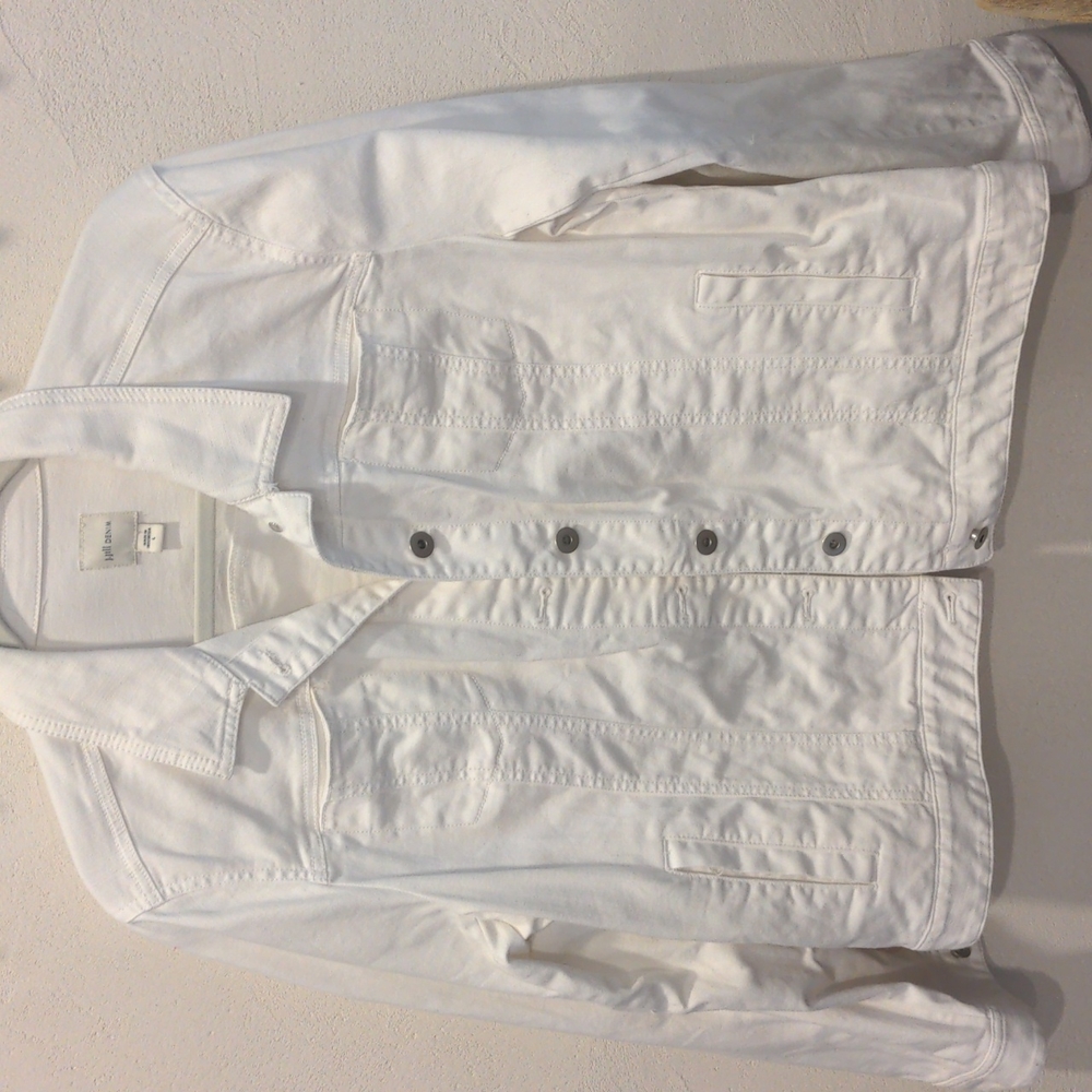 J Jill White Stretch Denim Jacket Large